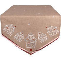 Clayre & Eef Tafelloper Bruin Katoen Gingerbread house