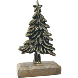 PTMD Marrey Kerstboom Beeld - 17 x 5 x 9 cm - Aluminium/hout - Messing
