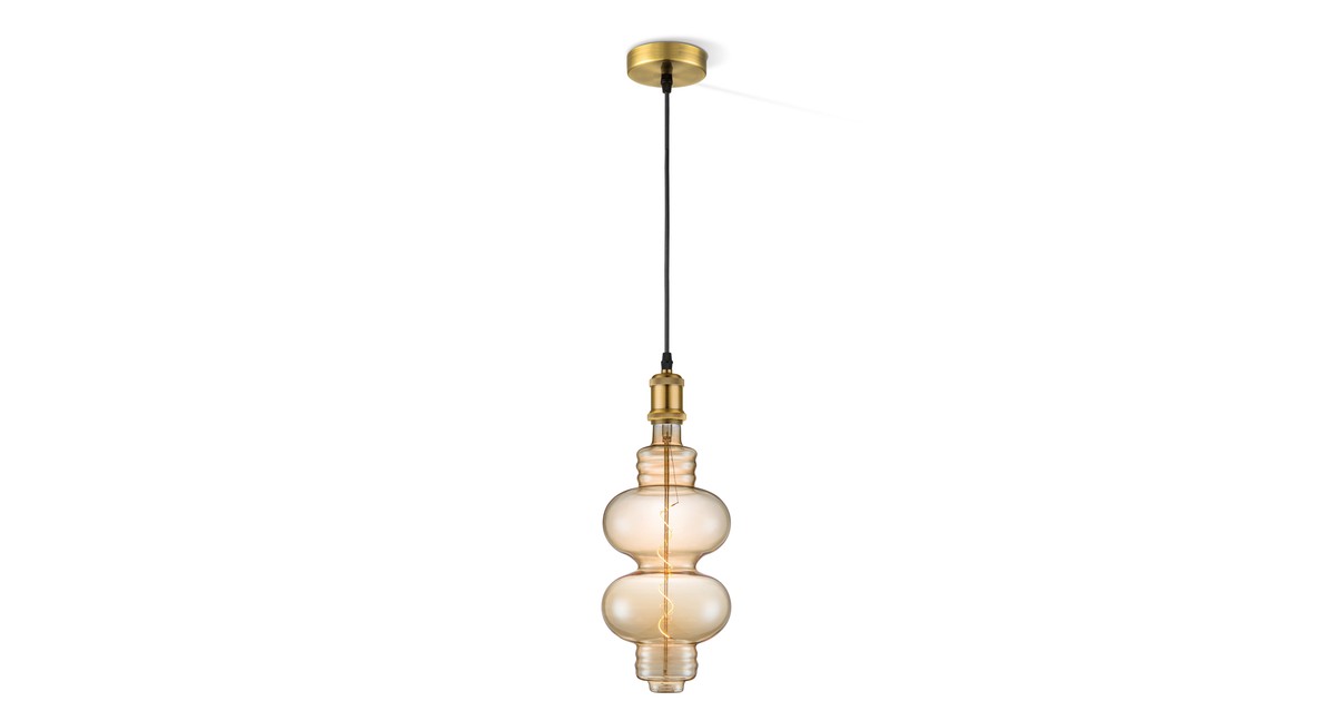 Home Sweet Home hanglamp brons vintage - hanglamp inclusief LED filament lichtbron G180 enkele spiraal - dimbaar - pendel lengte 100 cm - inclusief E27 LED lichtbron - amber