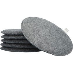 6 stuks Stoelkussens Eetkamer Vilt tbv Kuipstoel 34 cm - Grijs