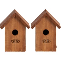 2x stuks nestkastje / vogelhuisje winterkoning houten dakje 19.8 cm - Vogelhuisjes
