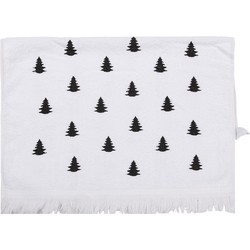 Clayre & Eef Gastendoekje  40x66 cm Wit Zwart Katoen Kerstbomen Toilet Handdoek