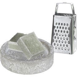 Ideas4seasons Amberblokjes/geurblokjes cadeauset - jasmijn geur - inclusief schaaltje en mini rasp - Amberblokjes