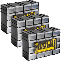 Sorteerbakjes - 3x - 16 lades - 22 x 8 x 15 cm - ophangbaar - Opbergbox