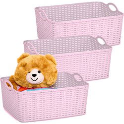 Plasticforte Opbergmand/kastmandje - 3x - 11 liter - oud roze - kunststof - 35 x 28 x 16 cm - Opbergmanden