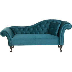 Beliani LATTES - Chaise longue-Blauw-Fluweel