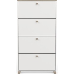 Schoenenkast 4 kleppen decor eiken kronberg en wit - L80,8 cm