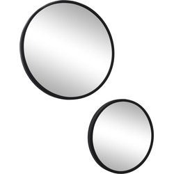 LOFT42 Mirror Spiegels Rond Zwart Set van 2 - Metaal - Ø45 &amp; Ø35