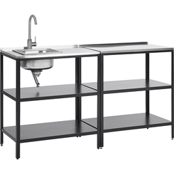 VILAMA - Tuin kookeiland - Zwart - 2-delig - RVS