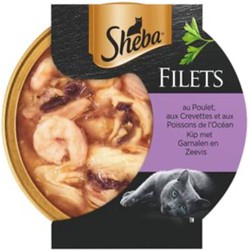 Filets Garnaal, oceaanvis en kip in saus kattenvoer 60 gram