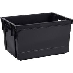 EDA Opbergkrat 20L - zwart - kunststof - 39x29x23cm - stapelbaar - Opbergbox