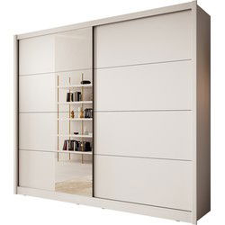 Meubella - Kledingkast Azul - Wit - 251 cm - Met spiegel
