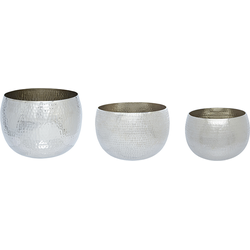 Set van 3 decoratieve zilveren plantenpotten H21