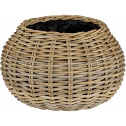 Mica Decorations Plantenbak Marcia - 43x43x30 cm - Rotan - Grijs