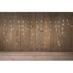 ICICLE LIGHTS 90L 180X70CM LED WARM WIT 18 STRENG 3/5/7/3/5/7 5M TRANSPARANT AANLOOPSNOER 4.5V/IP44 TRAFO AAN / 8/16U TIMER / UIT / DIMMER