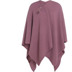 Knit Factory Jazz Gebreid Omslagvest - Dames Poncho - Lila - One Size - Inclusief sierspeld