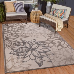 Tapijtenloods Binnen en Buiten Vloerkleed Floral Outdoor Laagpolig Tapijt Creme- 140x200 CM