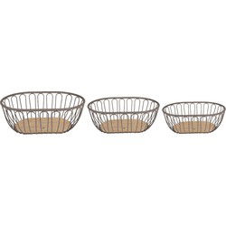 Clayre & Eef Opbergmand Set van 3 Grijs Bruin IJzer