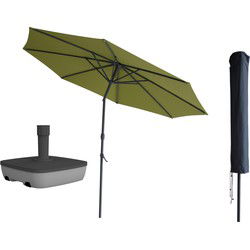Kopu® Valencia Parasol Rond 300 cm met Beschermhoes en Voet - Olijf