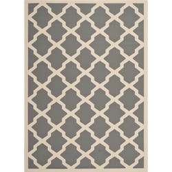 Safavieh Trellis Indoor/Outdoor Woven Area Rug, Courtyard Collection, CY6903, in Anthracite & Beige, 160 X 231 cm