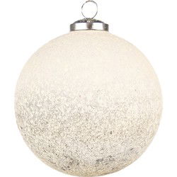 Clayre & Eef Kerstbal  Ø 12 cm Beige Glas Metaal Kerstdecoratie