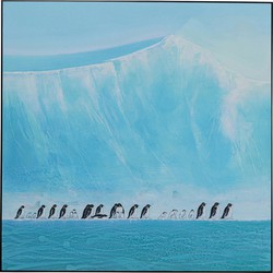 Kare Schilderij Walking Penguins 140x140cm