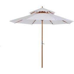 Parasol 265 cm met Houten Parasolstok en Bamboe baleinen - crème