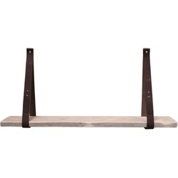 Leren plankdrager - Bruin - Set - Verstelbaar - Steigerhout - 100cm