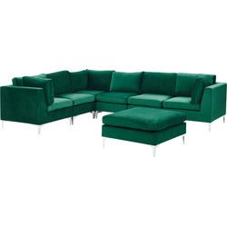 Beliani EVJA - Modulaire Sofa-Groen-Fluweel