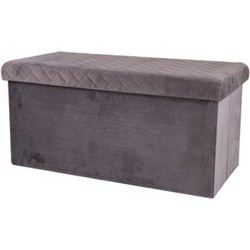 Hocker bank - poef XXL - opbergbox - donkergrijs - polyester/mdf - 76 x 38 x 38 cm - Poefs