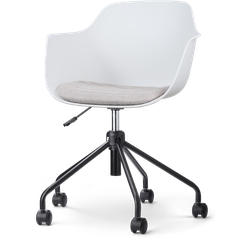 Nout-Liz bureaustoel wit met beige zitkussen - zwart onderstel