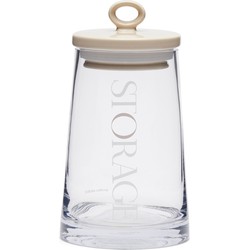 Riviera Maison Voorraadpot glas met Beige deksel - RM Loft Storage Jar - Transparant - Glas, Keramiek - Maat S