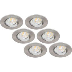 Groenovatie Inbouwspot LED 3W, Rond, Kantelbaar, Aluminium, Dimbaar, 6-Pack