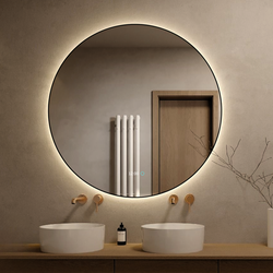 Lumoire Badkamerspiegel met Verlichting - Neon - 120CM Rond - Anti Condens Verwarming - Mat Zwart