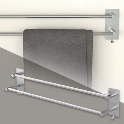 Handdoekstang zonder boren 60 cm zilver roestvrij staal met 2 zelfklevende pads ML-Design
