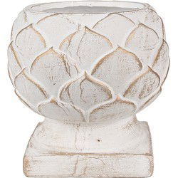 Clayre & Eef Bloempot Ø 18x17 cm Wit Steen
