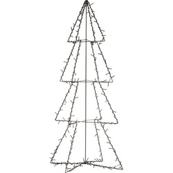 Verlichte figuren zwarte 3D lichtboom/metalen boom/kerstboom met 190 led lichtjes 117 cm - kerstverlichting figuur