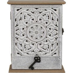 Sleutels opbergen kastje met bloemen decor 20 x 26 cm - Sleutelkastjes