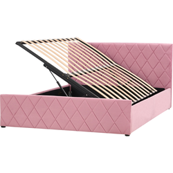 ROCHEFORT - Tweepersoonsbed - Roze - 140 x 200 cm - Fluweel