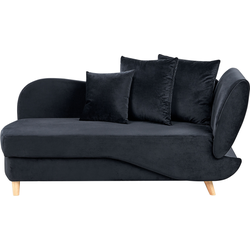 Beliani MERI - Chaise longue-Zwart-Fluweel