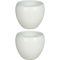 Floran Bloempot Rian - 2x - mat wit - keramiek - 22 x 18 cm - Plantenpotten