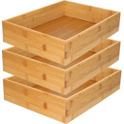 Gerimport Kast/lade sorteer organizer - 3x - bamboe - 32 x 24 x 7 cm - Make-up dozen