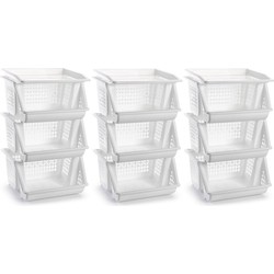 Pakket van 3x stuks van 3-laags witte opberg kratten/kasten/organizers 62 cm - Opbergmanden