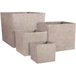 Mica Decorations Bravo Bloempot - 45 x 45 x 40 cm - Set van 4 - Beige