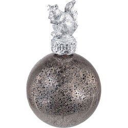 Clayre & Eef Kerstbal  Ø 7 cm Zilverkleurig Glas Kunststof Kerstdecoratie