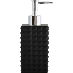 MSV Zeeppompje/dispenser - Kubik - kunststeen - zwart - 7 x 17 cm - 270 ml - Zeeppompjes