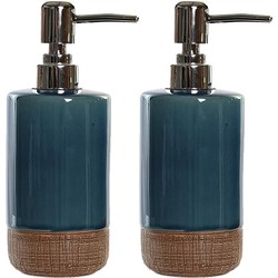 2x stuks zeeppompje/dispenser polystone emerald groen 18 cm - Zeeppompjes