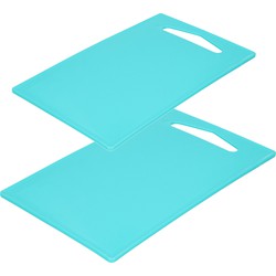 Kunststof snijplanken set van 2x stuks blauw 27 x 16 en 36 x 24 cm - Snijplanken