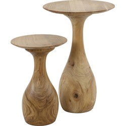 Bijzettafel Naturel Acaciahout - Set Van 2 - 40x40x45cm