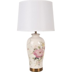 Clayre & Eef Tafellamp  Ø 30x54 cm Wit Keramiek Bureaulamp